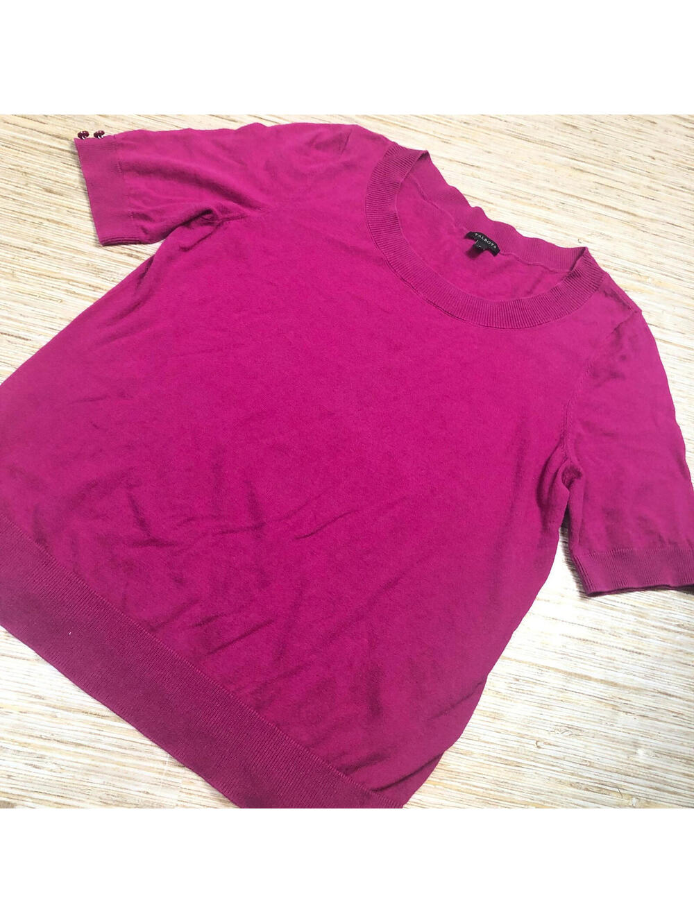 3169 Talbots lightweight sweaterknit button detail sleeve top PINK sz L